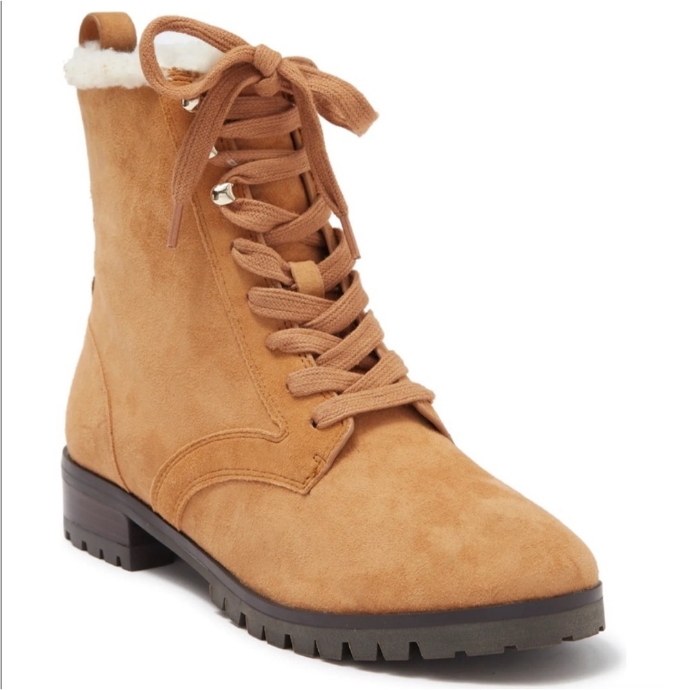 Kate Spade Raegan Classic Saddle Boot Tan Faux Stearling Lined Brown Sz 7